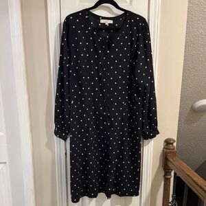 LOFT Black Dress with White Dots